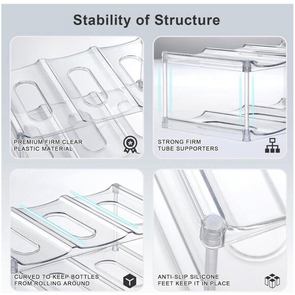 3 Tier Hold 9 Stackable Water Bottle Organizer for Home Countertop Fridge Pantry - Picture 7 of 8